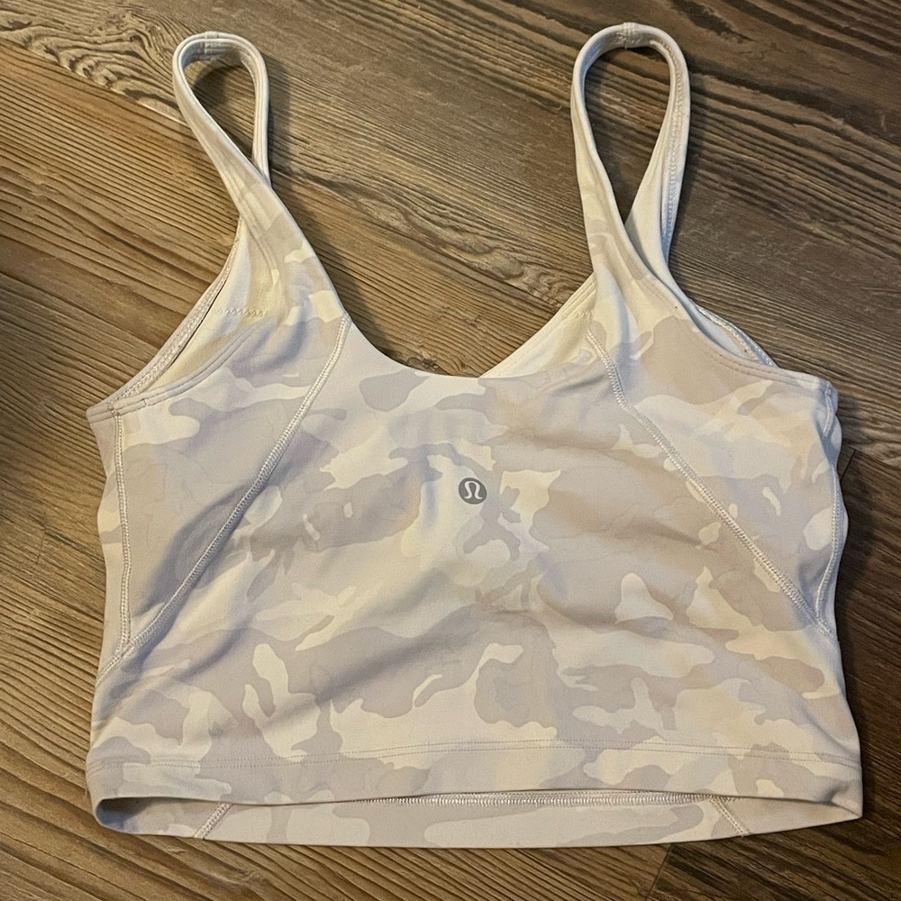 lululemon white camo align tank • size 6